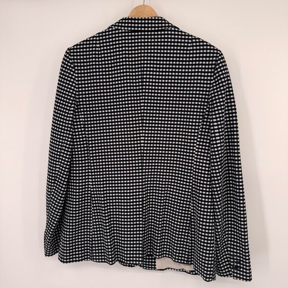 Banana Republic Long & Lean bi-stretch Womens Blazer Black plaid Size 12 career - Picture 7 of 11